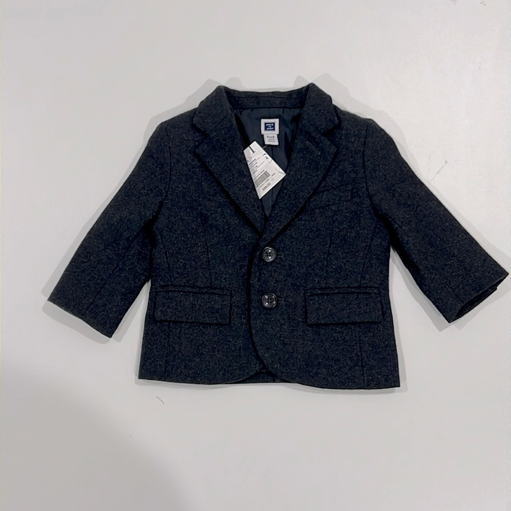 NWT Janie and Jack wool sports coat, Size 3-6m, charcoal grey